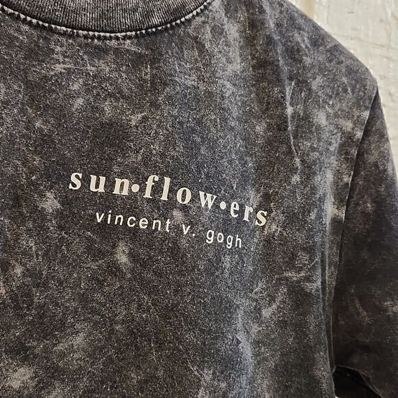 FIFTH🩷SUN Vincent Van Gogh Sunflowers Cropped Black Tie Dye T-Shirt Tee XS - Picture 4 of 8